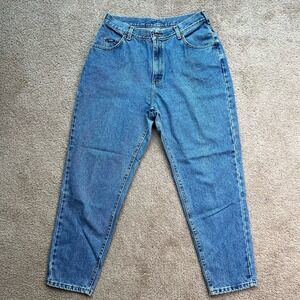 Vintage Lee Womens 90s High Rise Tapered Leg Jeans Blue Denim Size 14 Petite Mom